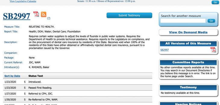 Oppose Fluoridation Keep Hawaii's Water Pure Oppose Bill SB 2997!